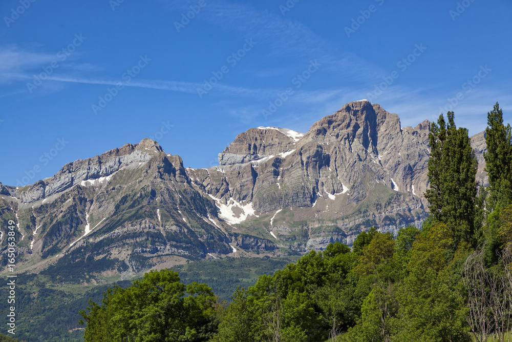 Mountain ridge at the Spanish Pyrenees seen from Panticosa, Huesca, Alto Gallego, Aragon