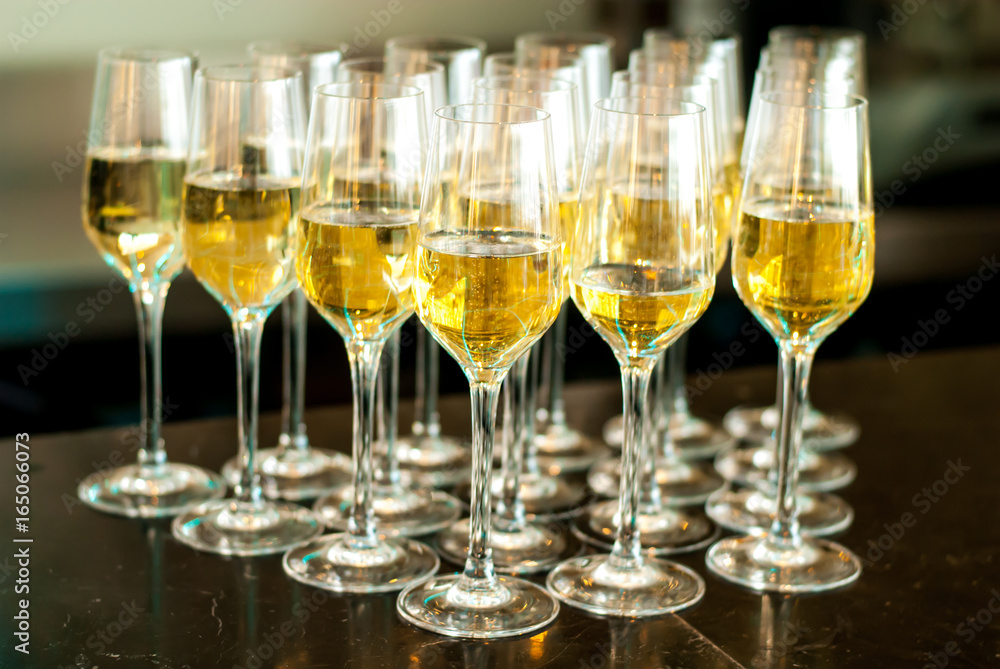 Champagne glasses - empty and full Champagne glasses - empty and full