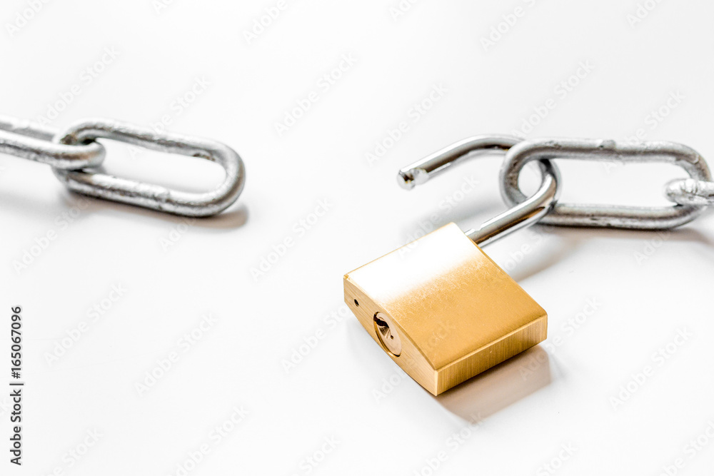 concept data protection metal chain on white background concept data protection metal chain on white background