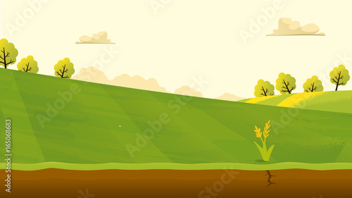 Agriculture and Farming landscape view. Agrotourism. Agribusiness. Rural landscape. Design elements for info graphic, websites and print media. Vector illustration