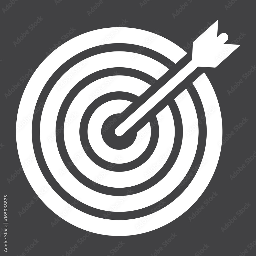 Target solid icon, business and dartboard, vector graphics, a glyph pattern on a black background, eps 10. Target solid icon, business and dartboard, vector graphics, a glyph pattern on a black background, eps 10.