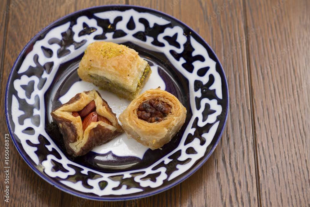 Oriental sweets, baklava with nuts Oriental sweets, baklava with nuts