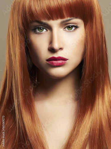 Beauty make up Girl Portrait.Red Hair