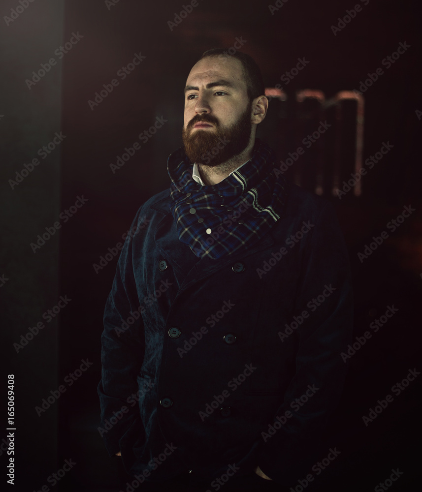 Obraz premium Handsome bearded man hipster with stylish beard.