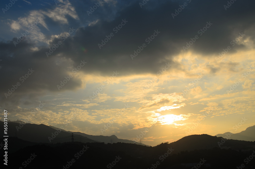 SunsetBlue, Cloud - Sky, Cloudscape, Colors, Dawn, Dramatic Sky, Dusk, Front View, Hong Kong, Horizontal, Landscape, Mountain, No People, Orange Color, Outdoors, Photography, Sky, Sun, Sunlight, Sunri
