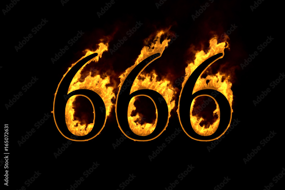 Fire number 666 isolated on black background, 3d illustration Stock ...