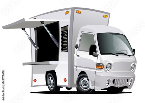 Cartoon food truck isolated on white background. Available EPS-10 vector format separated by groups and layers for easy edit