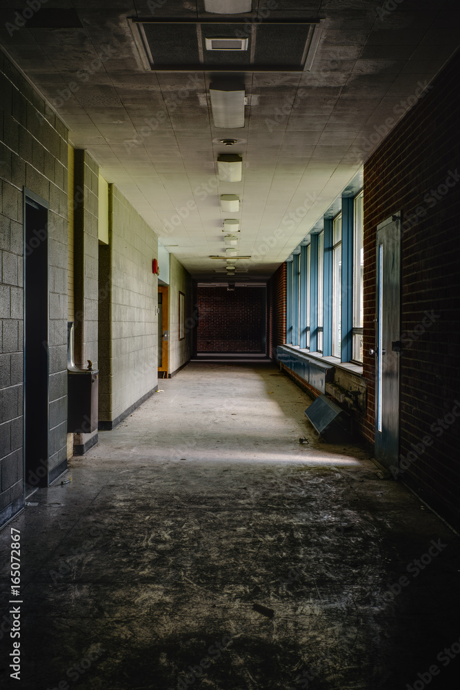 Derelict Hallway - Abandoned Mid-Century School