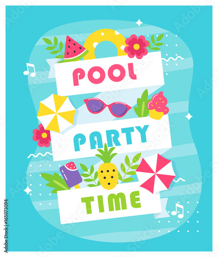 Summer Pool or Beach Party Poster or Invitation Card.