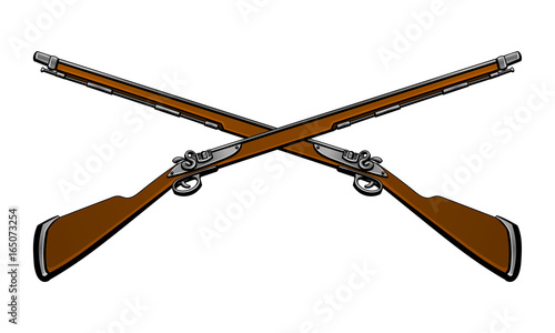 Antique flintlock guns.