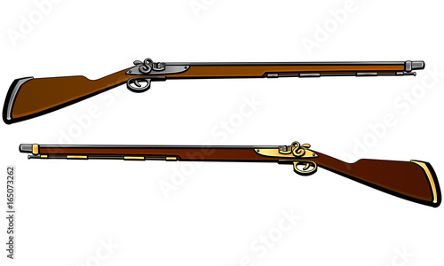 Antique flintlock guns.