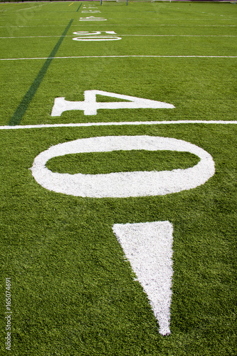40 yard line of a football field