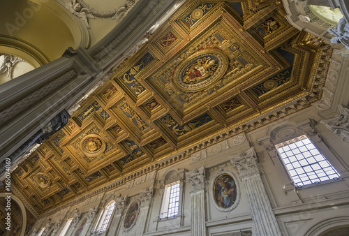 The ceiling with gold details in Basilica di San Giovanni in Lat © mitev