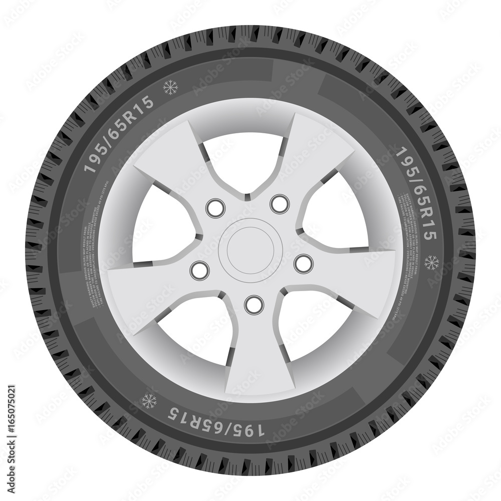 Car Wheel, Cartire Isolated On A White Background. Illustration. Car Wheel, Cartire Isolated On A White Background. Illustration.