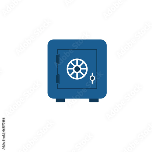 Closed classical bank safe. Flat style icon. Vector illustration