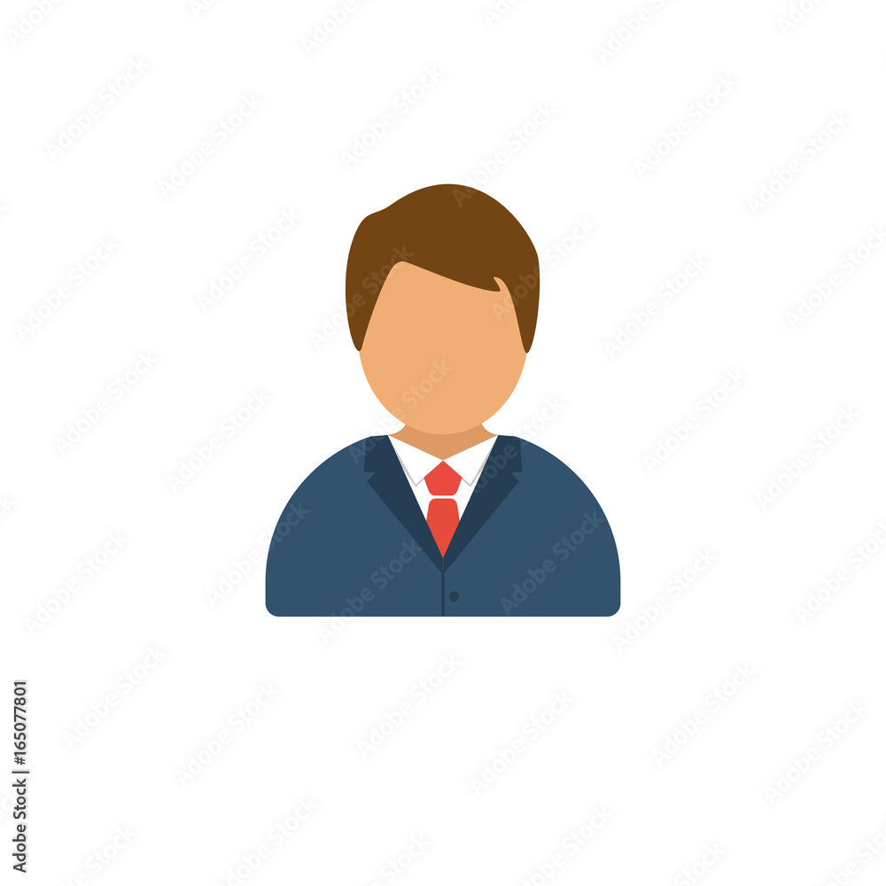 Man in suit silhouette abstract image. Flat style icon. Vector illustration