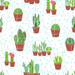 Sierkussen Terrariumplanten patronen Geometrisch florarium cactussen en vetplanten  © teirin
