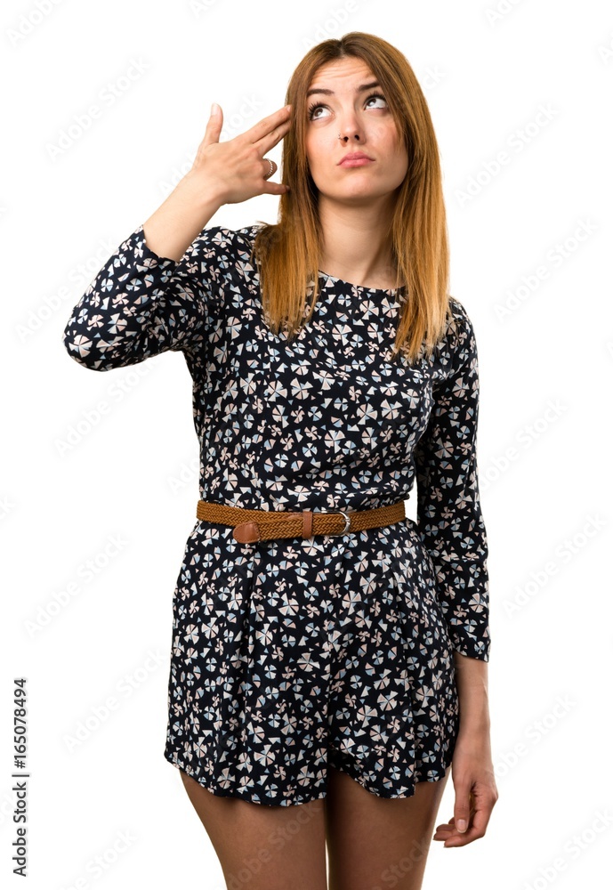 Beautiful young girl making suicide gesture Beautiful young girl making suicide gesture