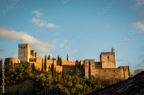 Panoramic view of the fortress of the Alhambra in Granada
