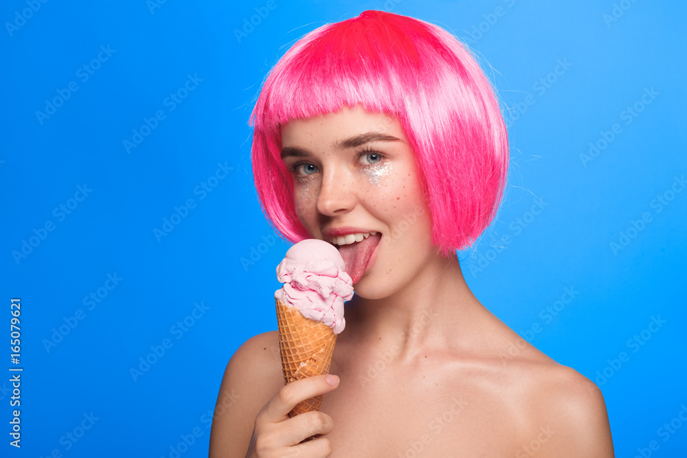 Charming model with ice cream cone Charming model with ice cream cone