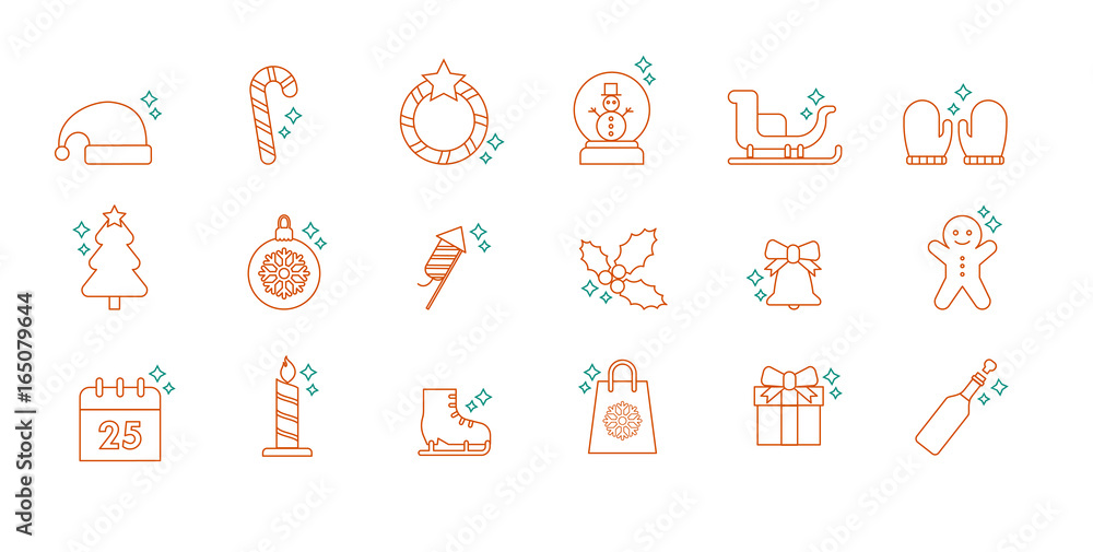 Vector christmas icon set with line icons Vector christmas icon set with line icons