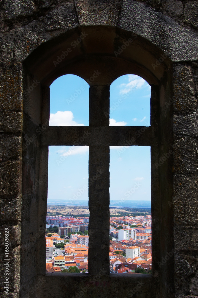 Old window in castle at Portugal