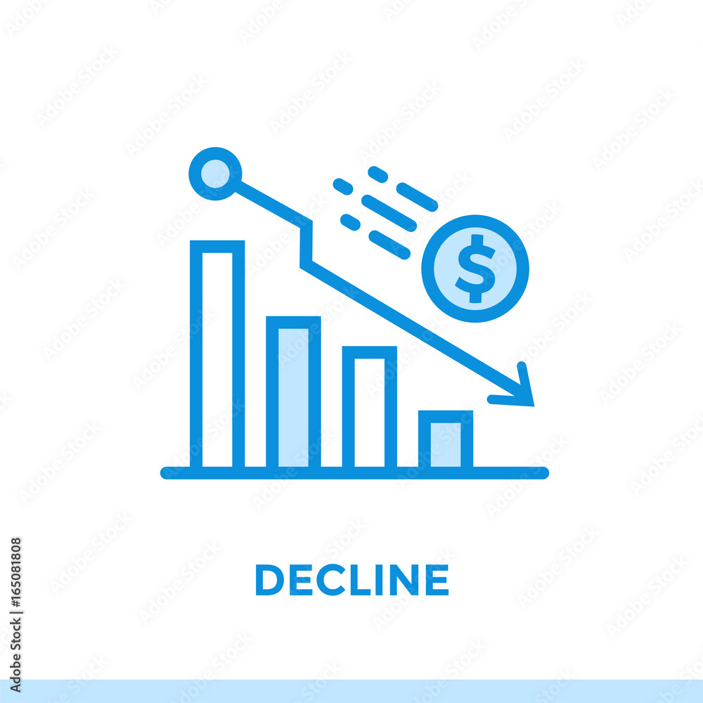 Linear icon DECLINE of finance, banking. Suitable for mobile apps, websites and design templates Linear icon DECLINE of finance, banking. Suitable for mobile apps, websites and design templates