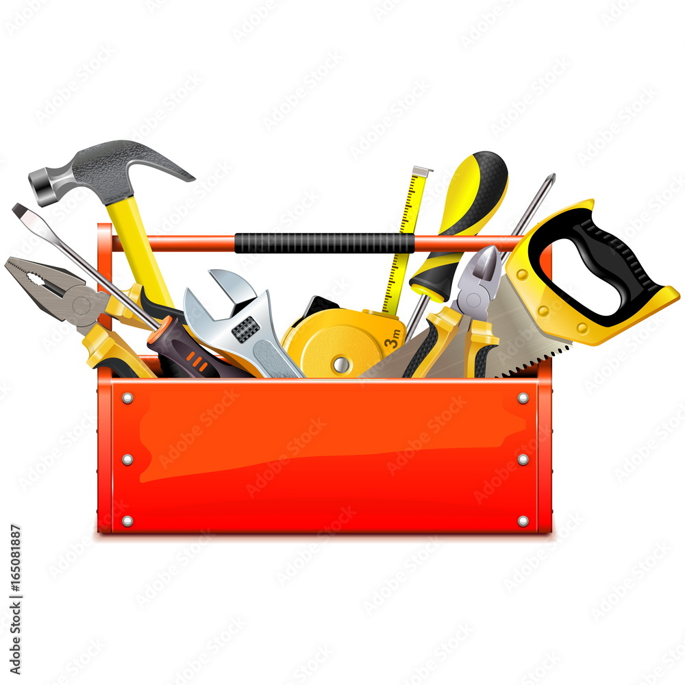 Vector Red Toolbox with Hand Tools Stock Vector Adobe Stock