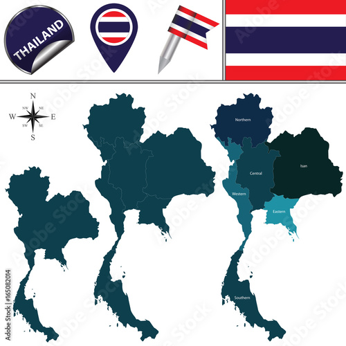 Map of Thailand with Regions