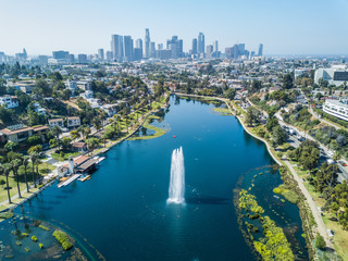 Wandcirkels Los Angeles Echo Park met skyline Los Angeles  © Michael Bogner