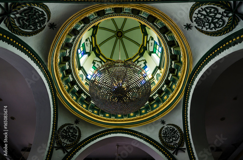 Interior of Abdul Gaffoor Mosque, a mosque in Singapore constructed in year 19,07. The mosque located in the area known as Little India, which was an active business hub for Indian merchants photo