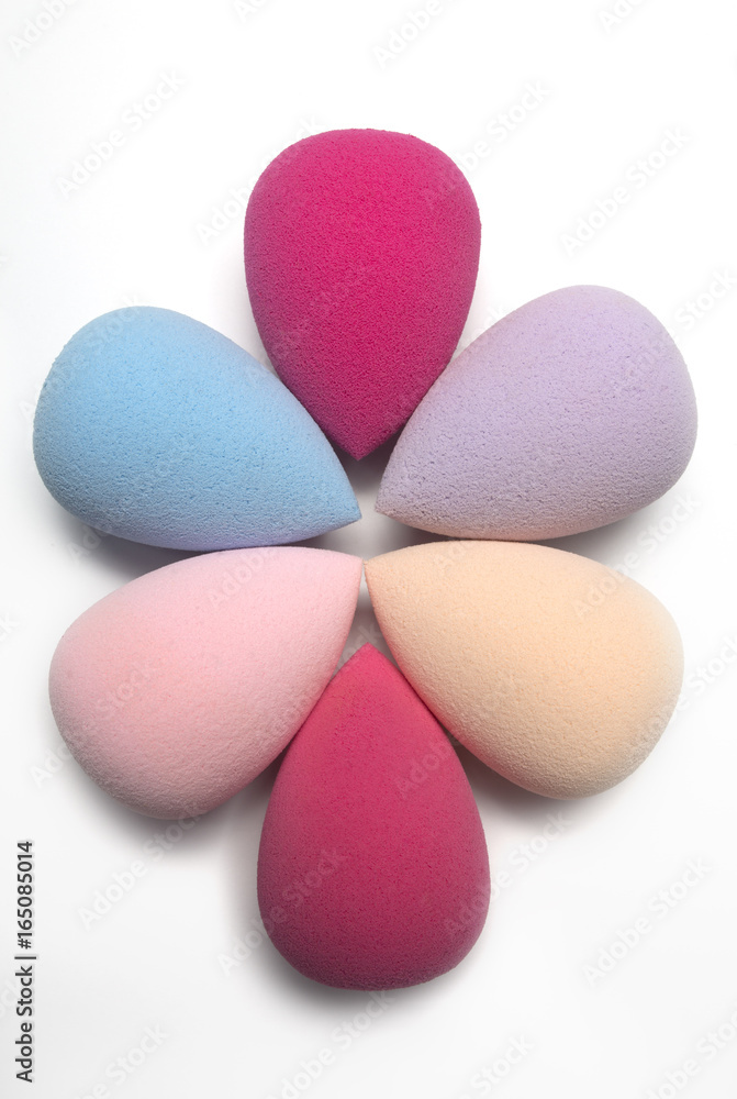Set of cosmetic beauty blenders on a white background Set of cosmetic beauty blenders on a white background