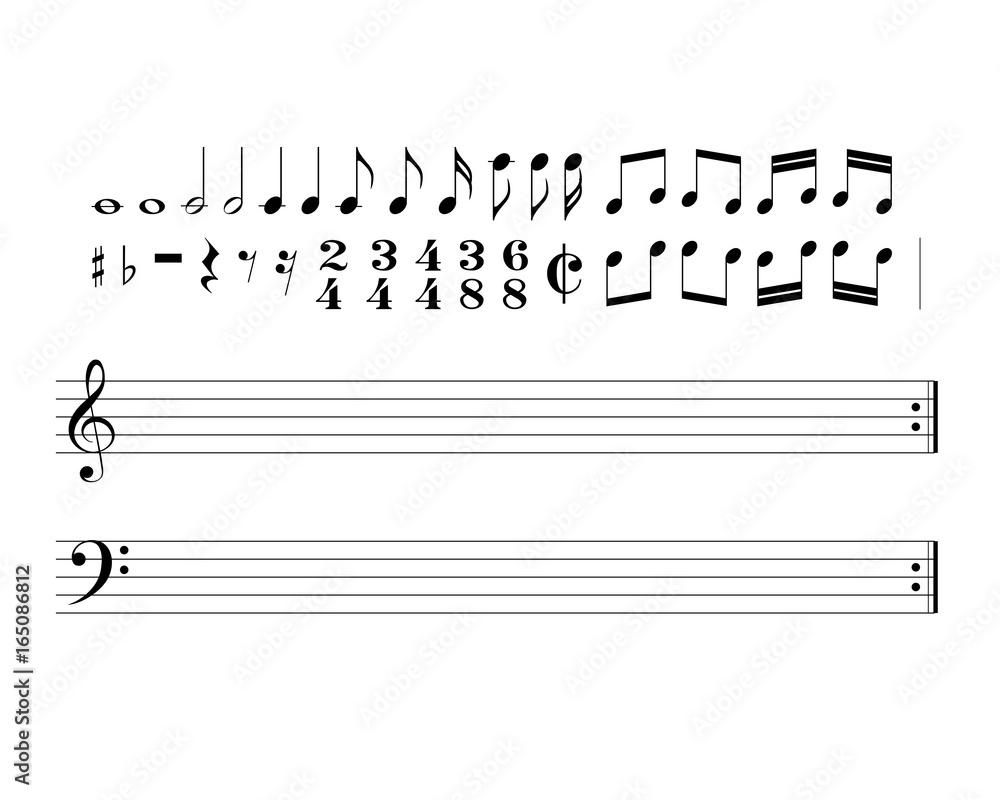 Fototapeta premium Set of music symbols and signs for musical notation