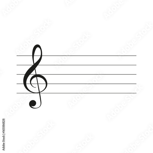 Violin key G clef with music lines isolated vector