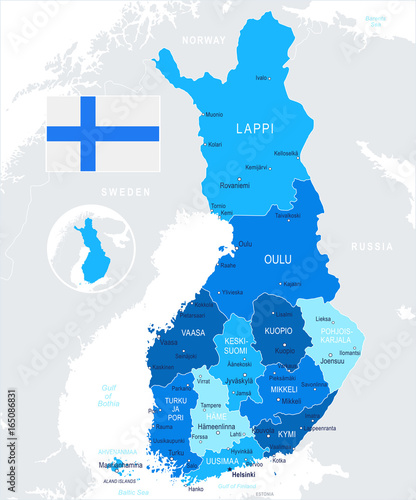 Finland - map and flag illustration
