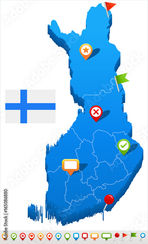 Finland - map and flag illustration photo