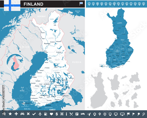Finland - infographic map and flag illustration