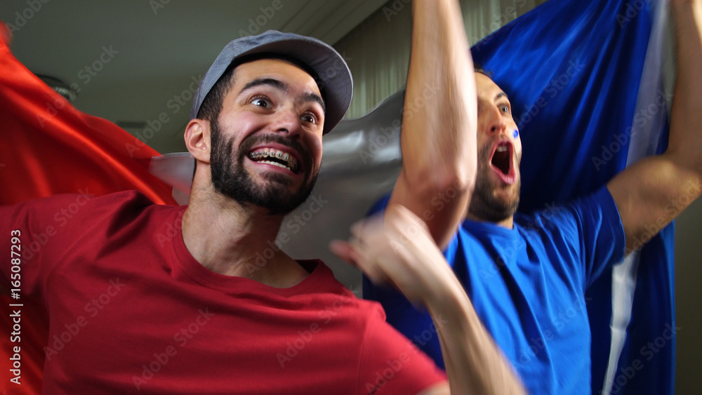 French Friends Celebrating with France Flag French Friends Celebrating with France Flag