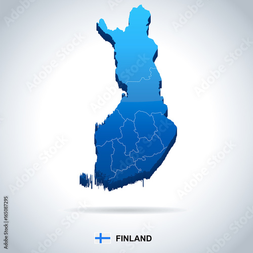 Finland - map and flag illustration