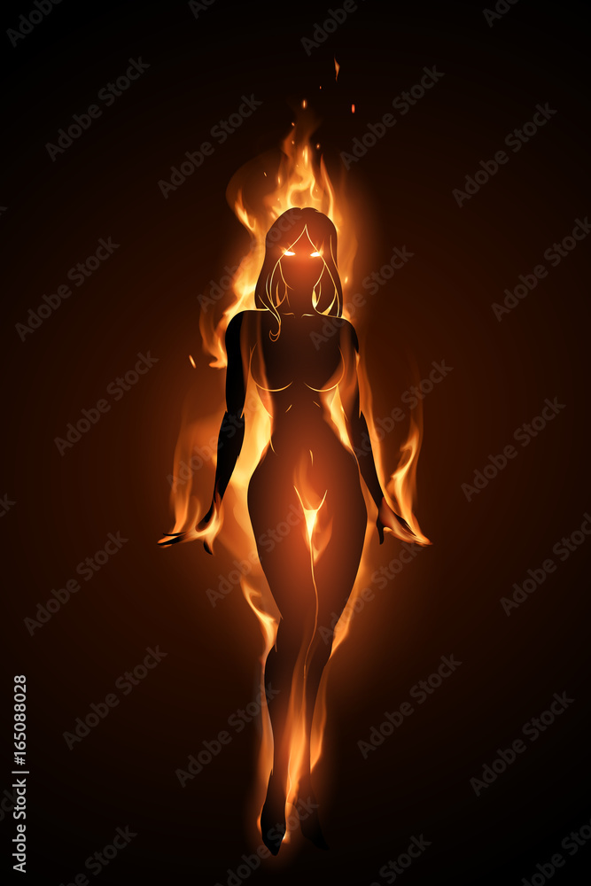 Fototapeta premium Hot girl in flame