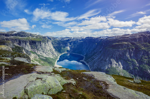 Bird view of fjord in Norway.