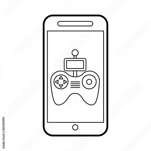 smartphone with Drone remote control app vector illustration design