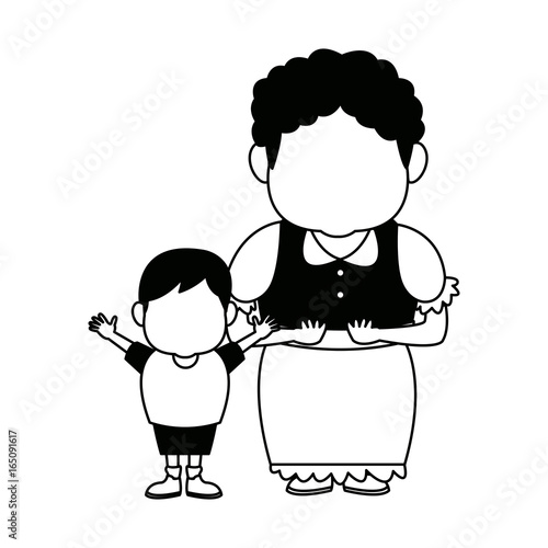 grandma and her grandson standing happy