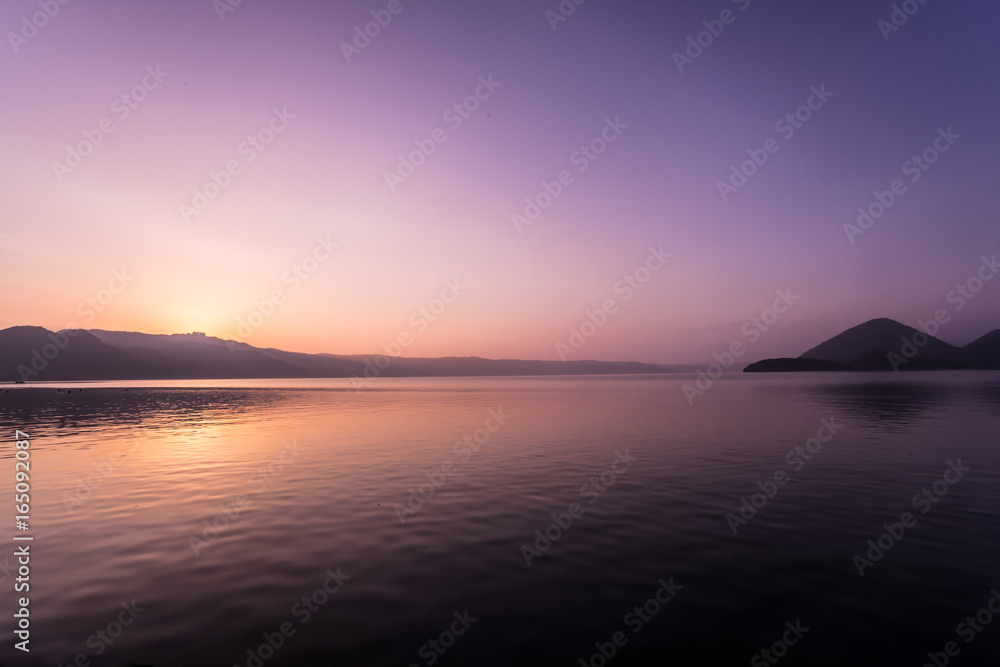 Hokkaido Sunset Sky Lake