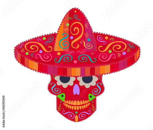 Mexican skull with sombrero icon