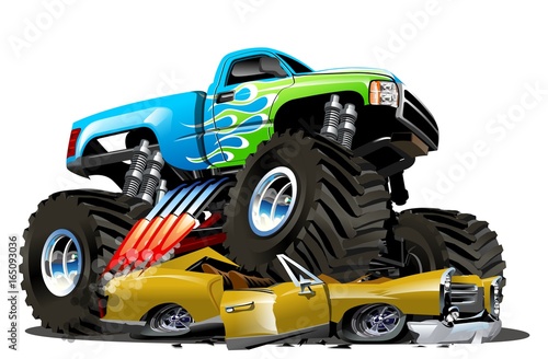 Vector Cartoon Monster Truck. Available EPS-10 separated by groups and layers with transparency effects for one-click repaint