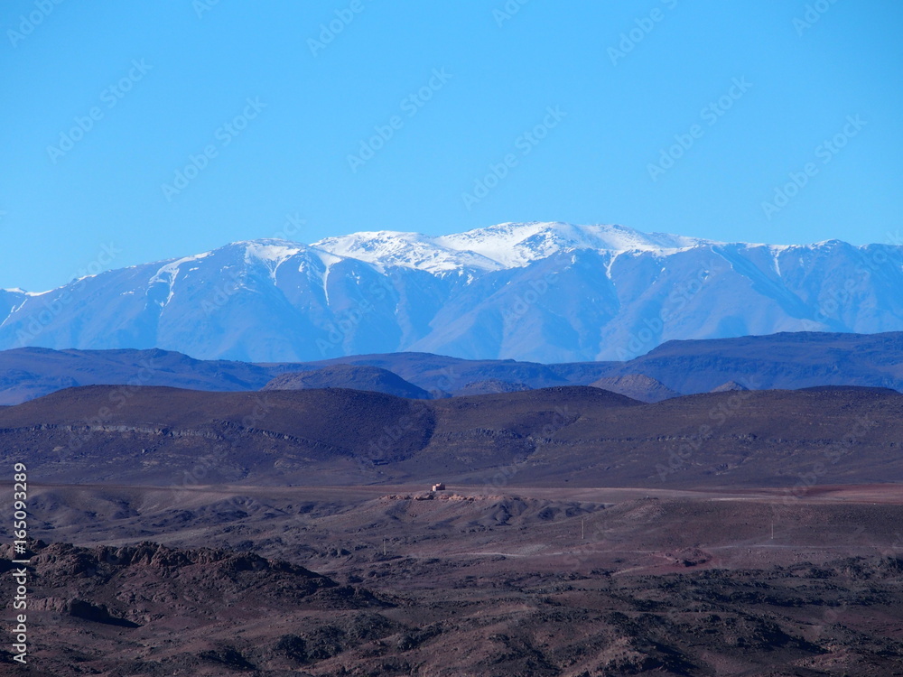 High ATLAS MOUNTAINS range landscape in central MOROCCO in Africa