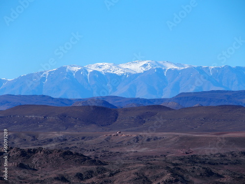 High ATLAS MOUNTAINS range landscape in central MOROCCO in Africa