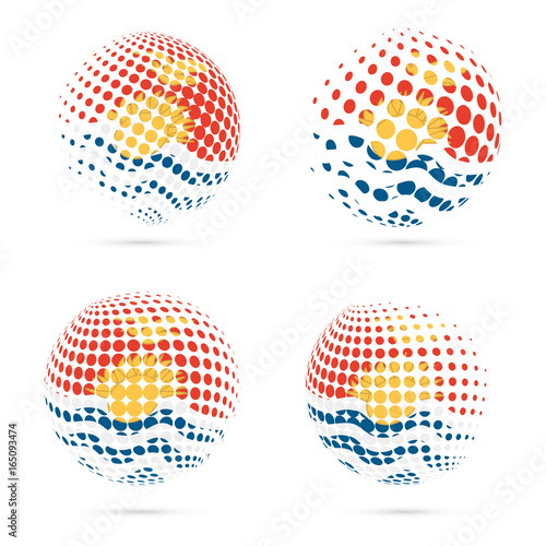 Kiribati halftone flag set patriotic vector design. 3D halftone sphere in Kiribati national flag colors isolated on white background. © Begin Again