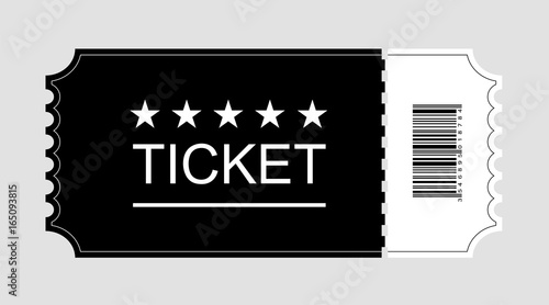 Ticket icon, Cinema ticket flat on gray background, Vector illustration